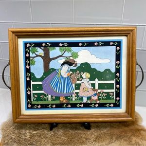 Vtg 80’s Pimpernel  England Framed Cork Backed Wall Hanging Mini Tray 12.5x9.5”